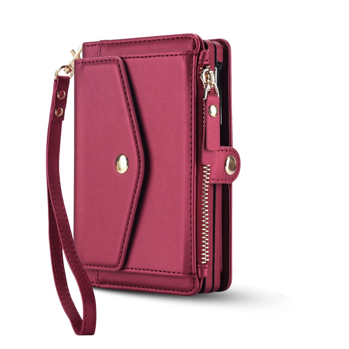 3-Card Detachable Magnetic Wallet Case with Convertible Lanyard Strap for iPhone Duo