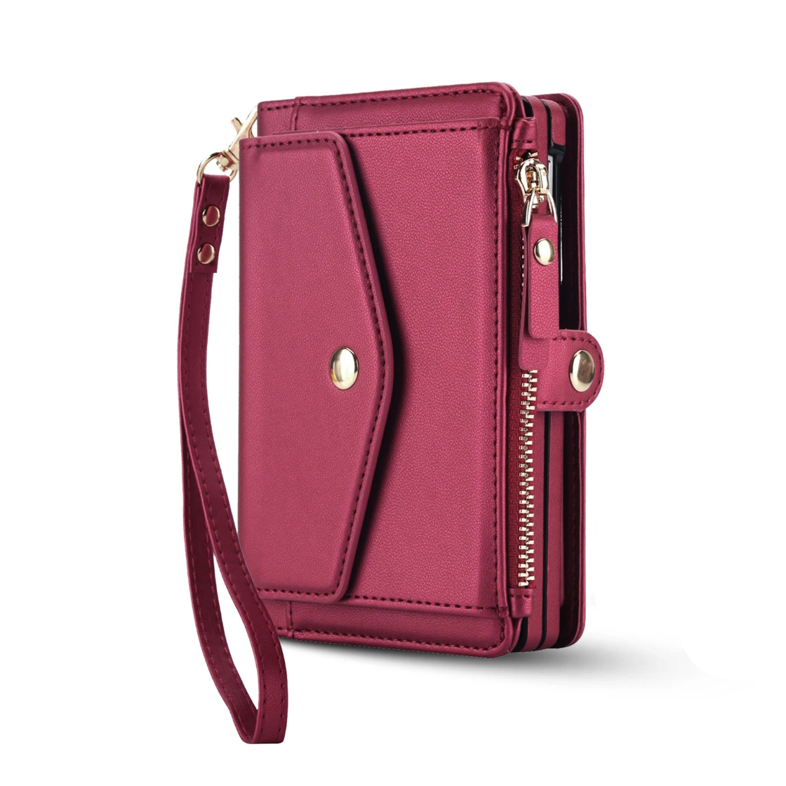 Zipper Wallet Crossbody Case with Detachable Phone Case for iPhone Duo