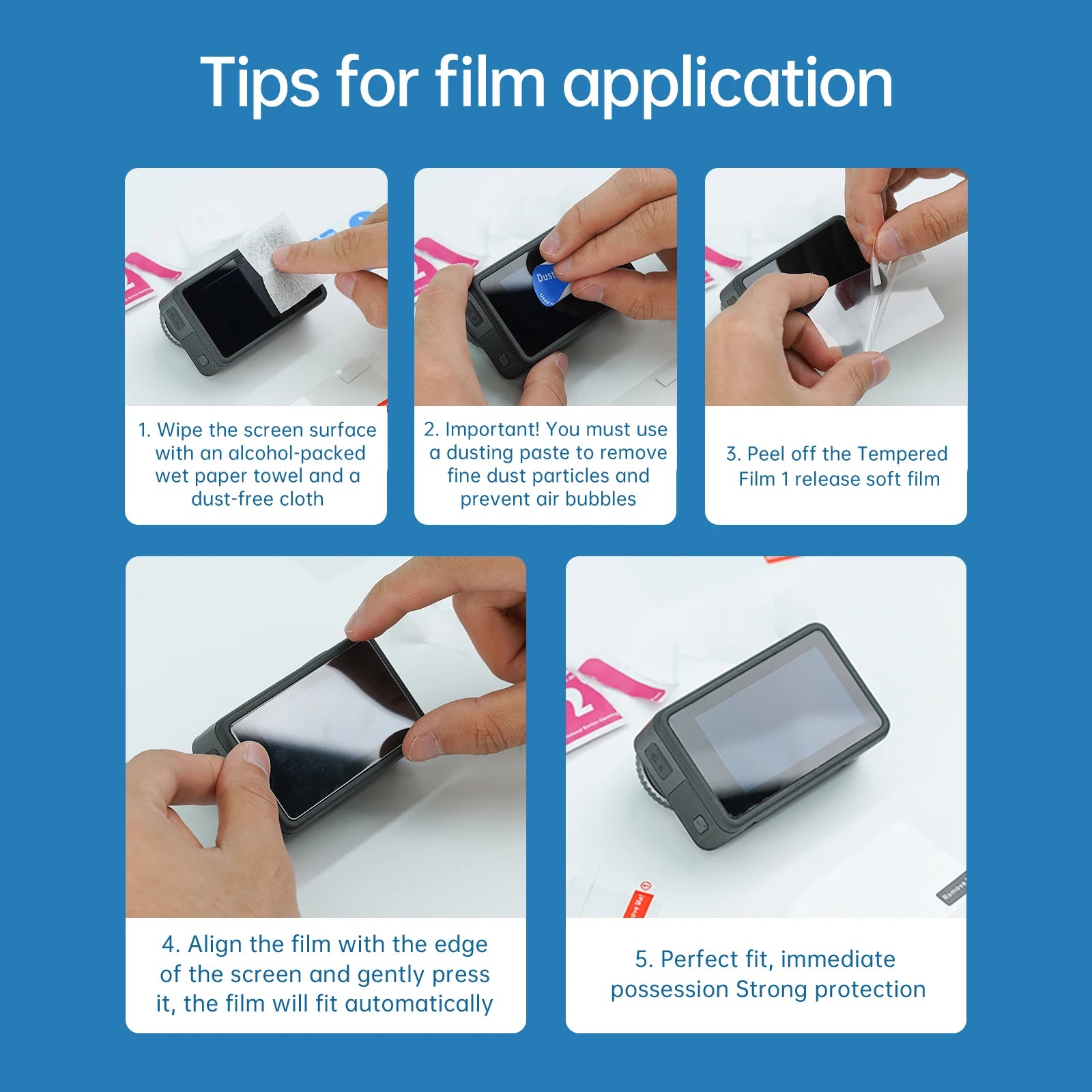 TELESIN HD Tempered Glass Screen Protector and Lens Protective Film for DJI Osmo Action 5 Pro