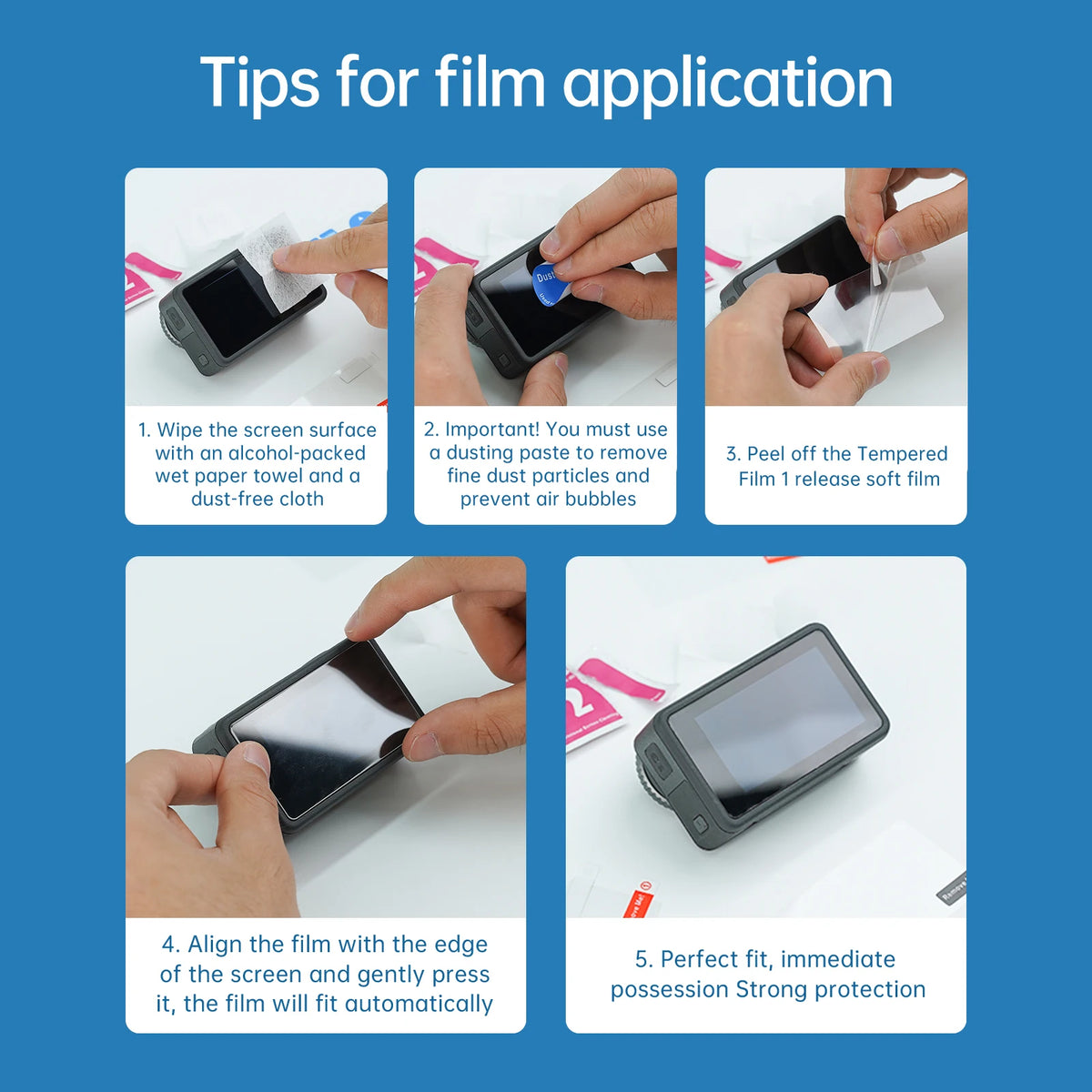 TELESIN HD Tempered Glass Screen Protector and Lens Protective Film for DJI Osmo Action 5 Pro