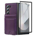 Vertical Card Slot Leather Wallet Case with Tempered Glass for Samsung Galaxy Z Fold 6
