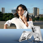 Protective Transparent Magnetic Case with 360° Rotating Holder for Samsung Galaxy S25 Series