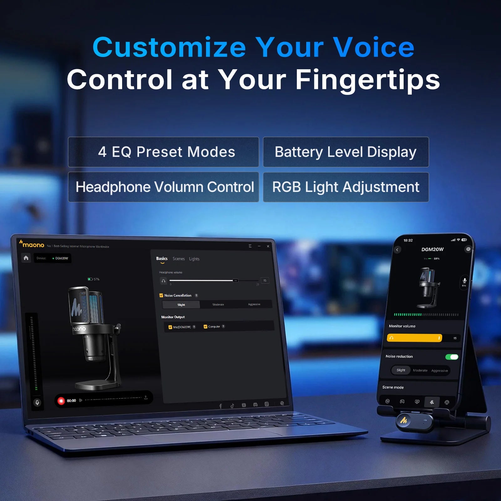 MAONO DGM20W Wireless Condenser Microphone USB-C