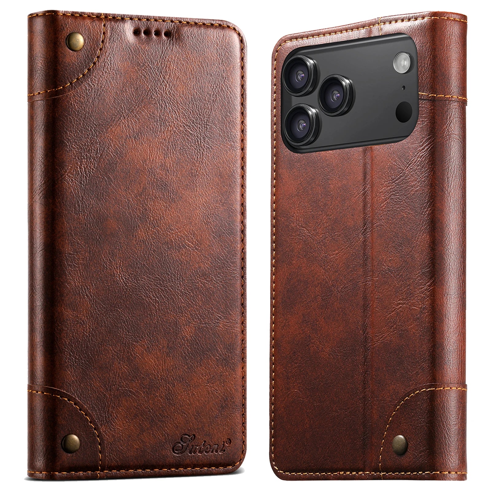 Premium Leather Flip Wallet Case with Card Slot for iPhone 17 Series