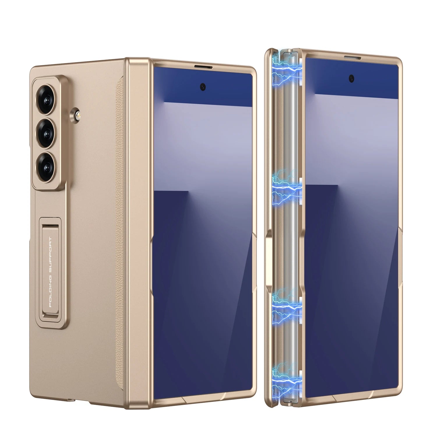 Samsung Galaxy Z Fold7 Shockproof Matte Case with Magnetic Hinge and Built-in Stand