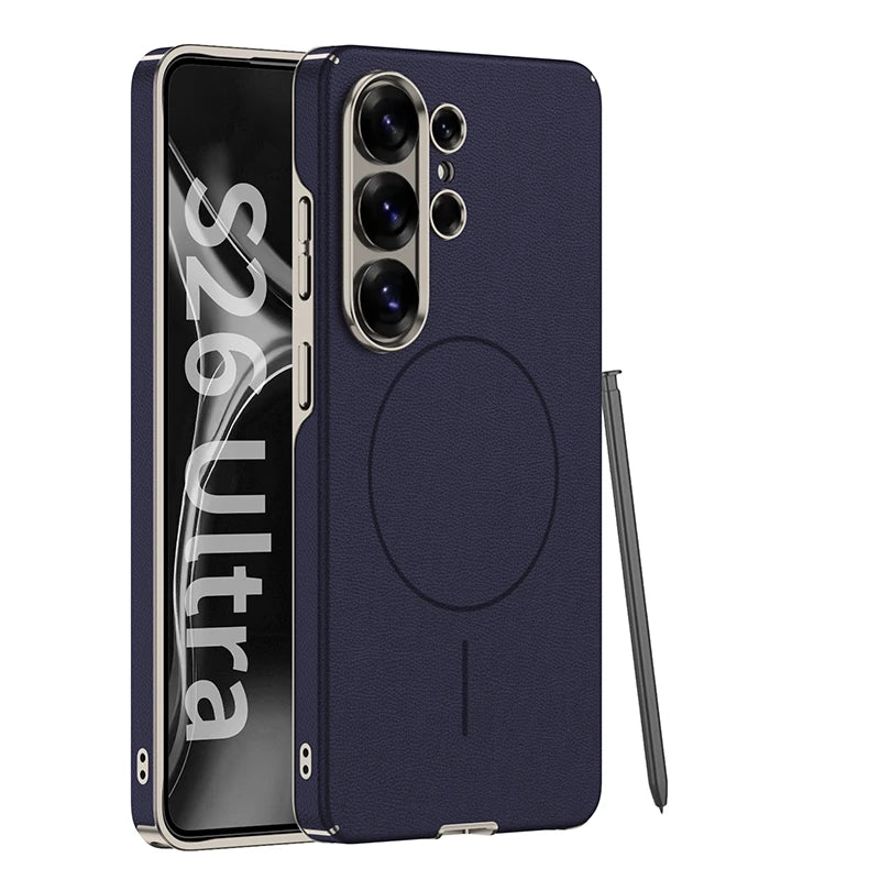 Luxury PU Leather Magnetic Case with Lens Protection for Samsung Galaxy S26 Ultra