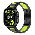 Steel and Fluororubber Segmented Bracelet Band with Removable Links for Apple Watch