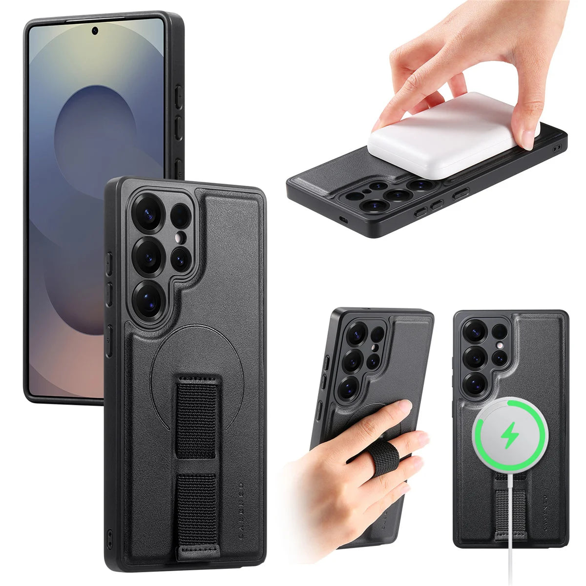 Samsung Galaxy S25 Series Magnetic Phone Case with Leather Wrist Strap