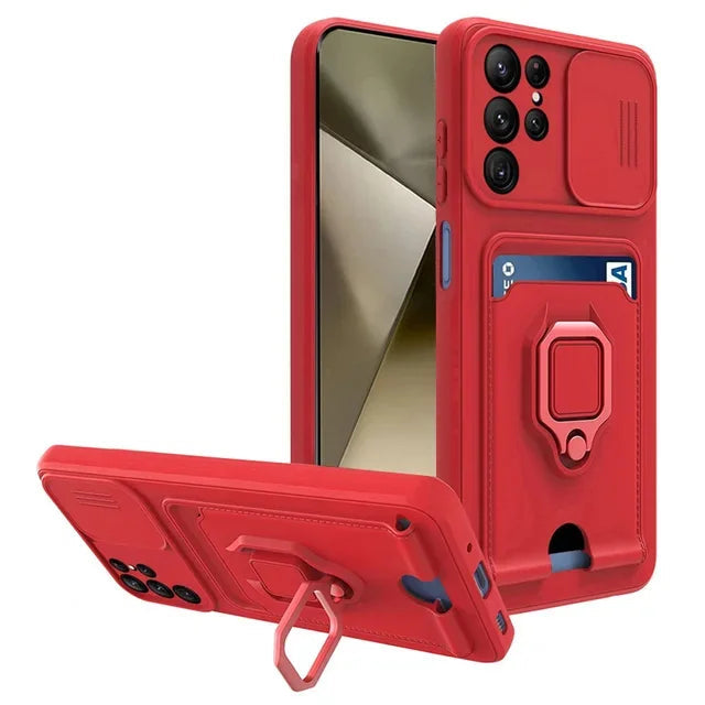 Samsung Galaxy S25 Series Magnetic Phone Case with Camera Cover & Card Slot