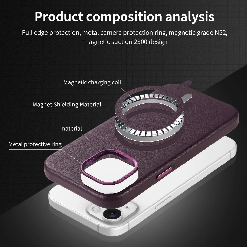 MagSafe Compatible Leather Case for iPhone 17 Series
