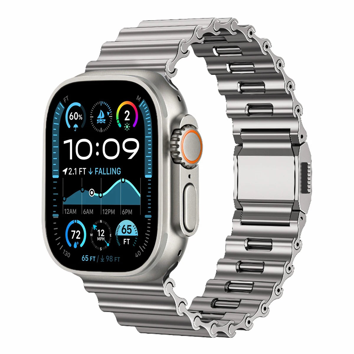 Premium Ocean-Style Stainless Steel Strap for Apple Watch