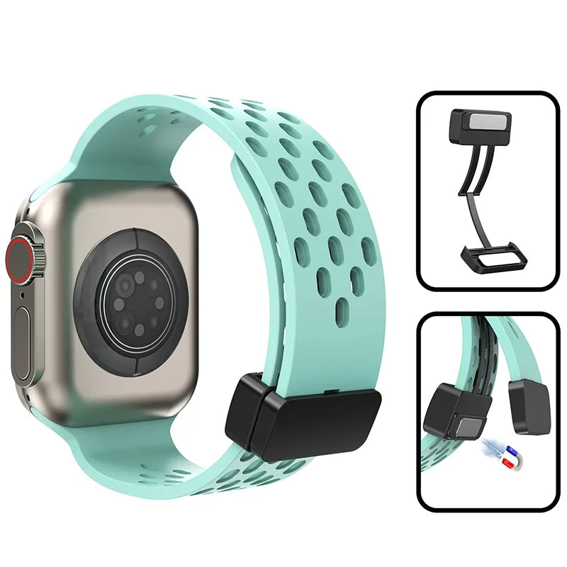 Breathable Magnetic Silicone Sport Strap for Apple Watch
