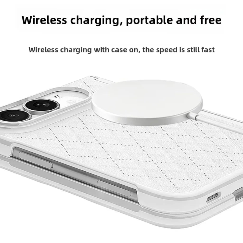 Quilted Hinge Protection Case with Tempered Glass Front Screen for iPhone Duo