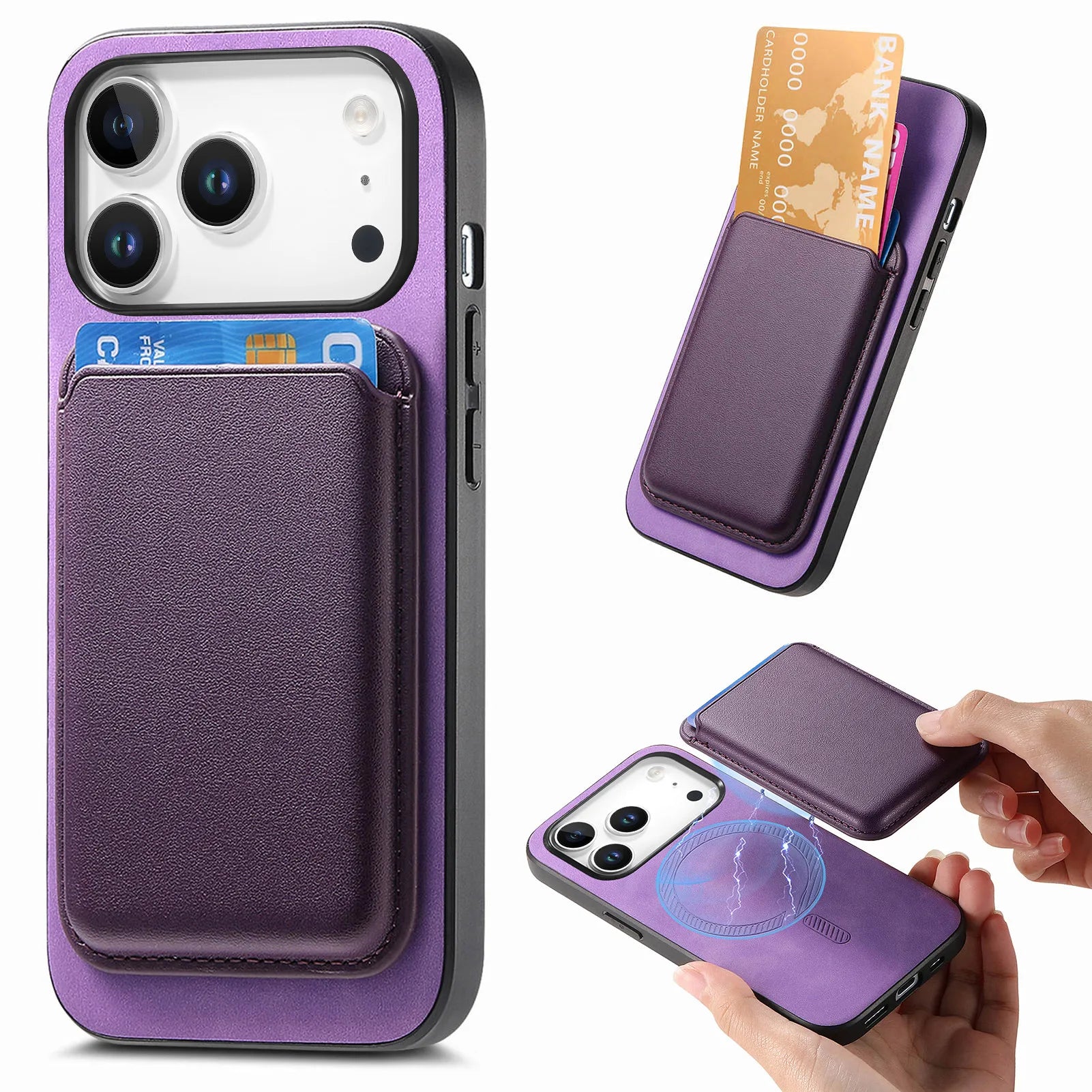 Premium 2-in-1 MagSafe Leather Wallet Case with Card Slot for iPhone 17 Series
