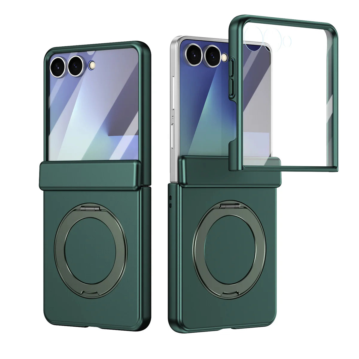 Protective Magnetic Phone Case With Rotating Ring Holder for Galaxy Z Flip 7