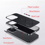 Premium Plain Leather + PC Case for iPhone 15 Series