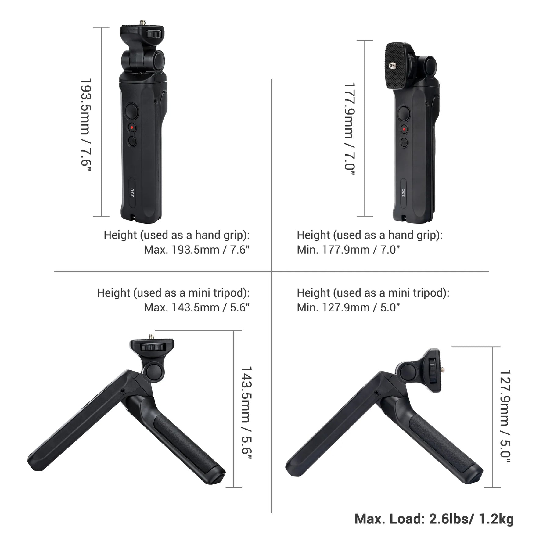 JJC Wired Remote Shooting Grip Mini Tripod for Panasonic Lumix