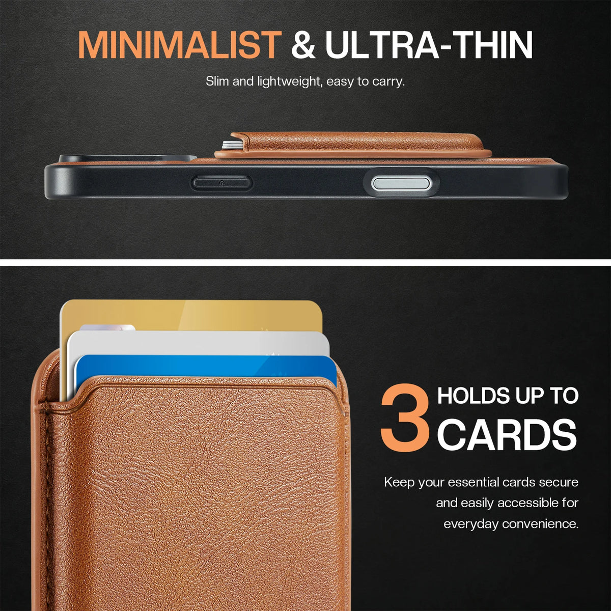 Leather MagSafe Case with Detachable 3-Card Holder for iPhone 18 Series