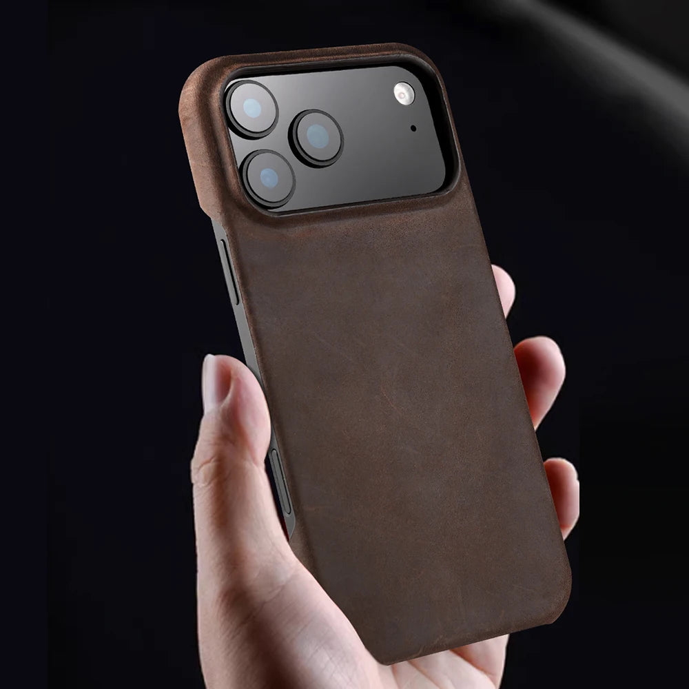 Premium Cowhide Crazy Horse Case for iPhone 17 Series