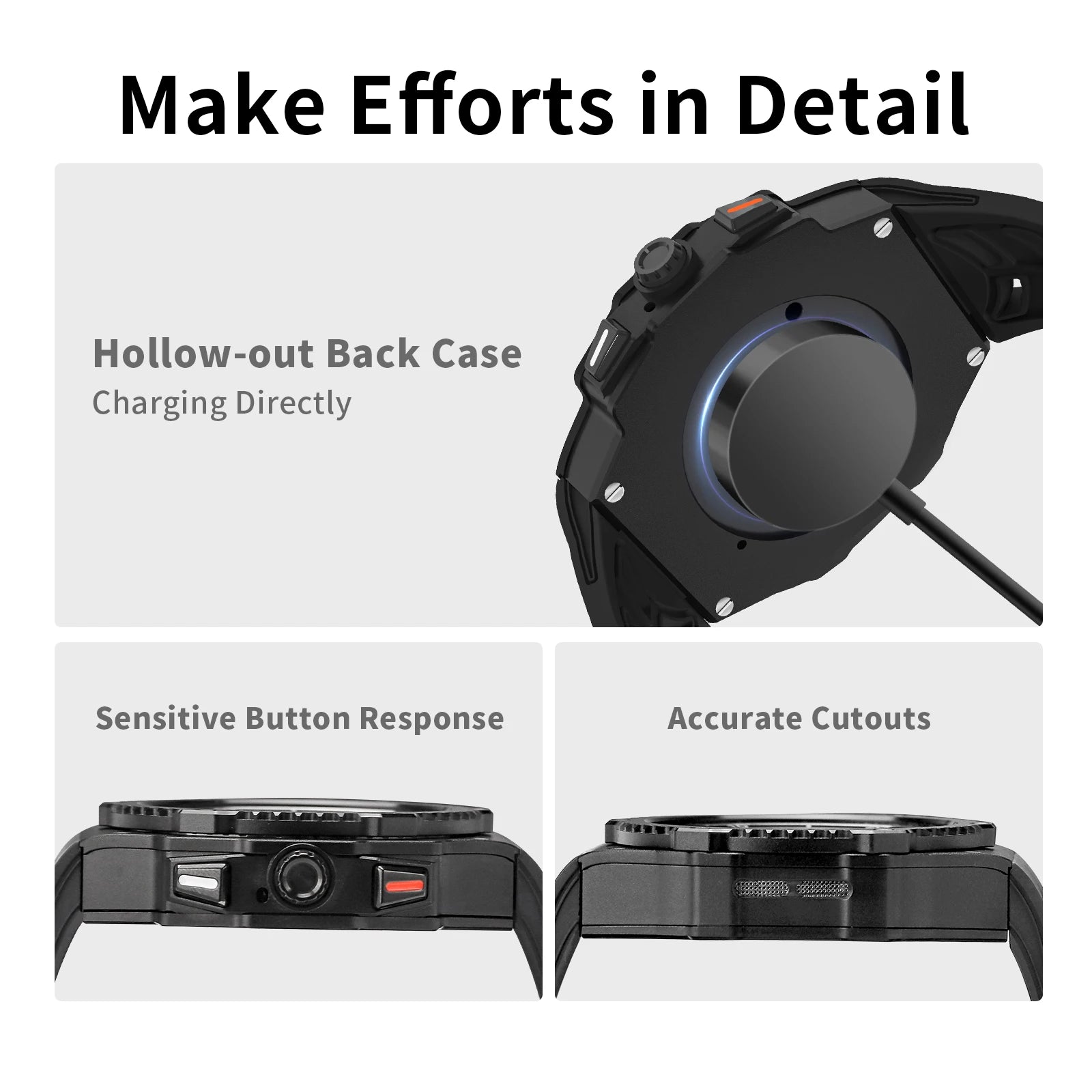 Luxury Stainless Steel Tactical Case and Silicone Sport Band Modification Kit for Samsung Galaxy Watch 8 Classic