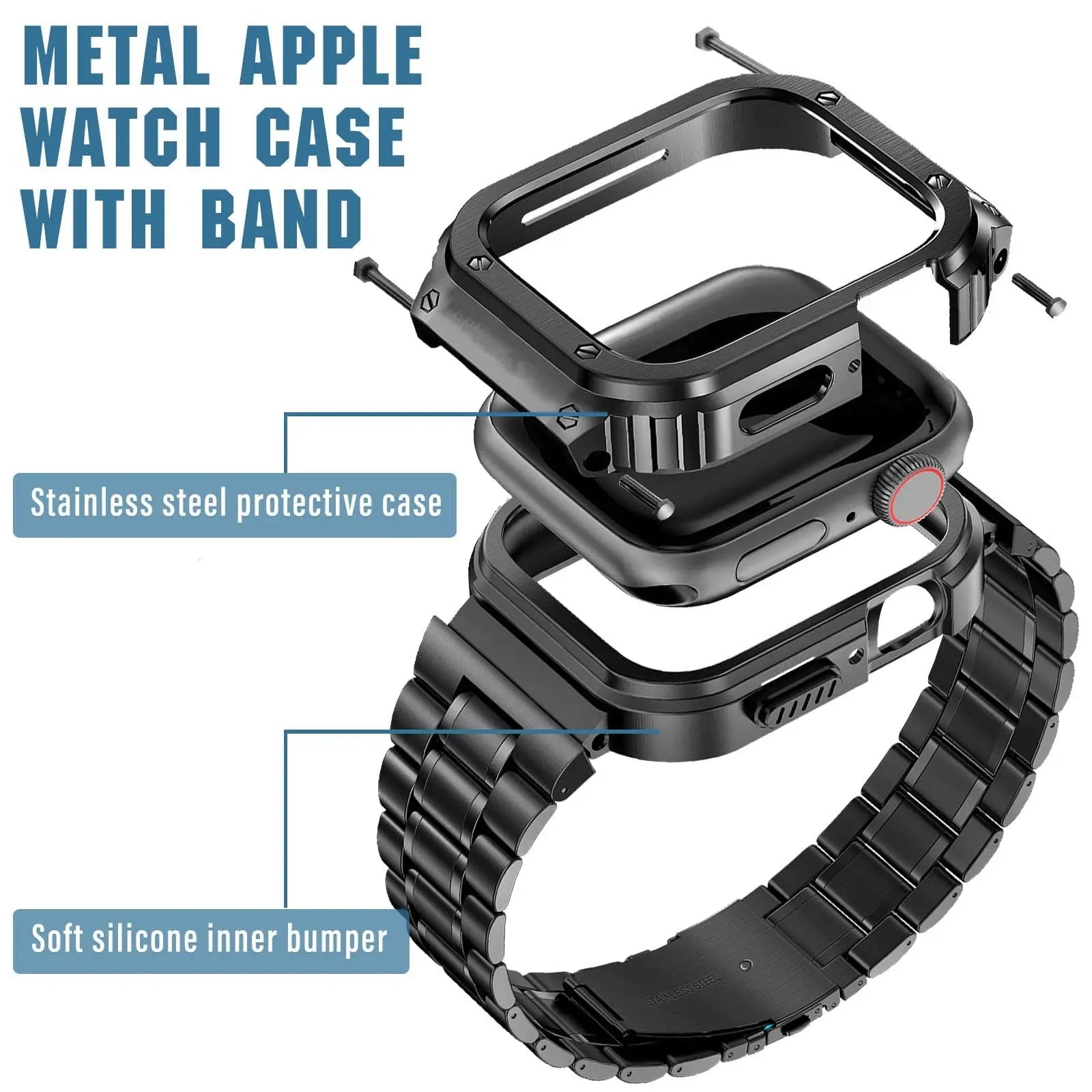 Apple Watch Series 10 Stainless Steel Strap and Case Set