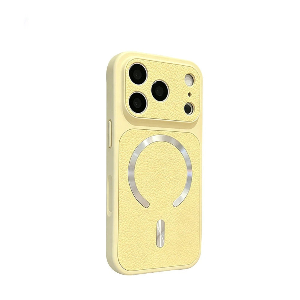 Shockproof Lychee PU Leather MagSafe Case for iPhone 17 Series