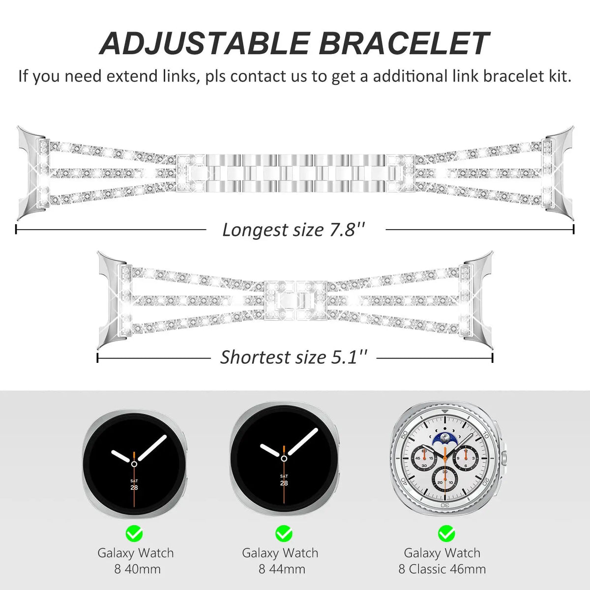 316L Stainless Steel Bracelet with One-Click Jewelry Clasp for Samsung Galaxy Watch 9
