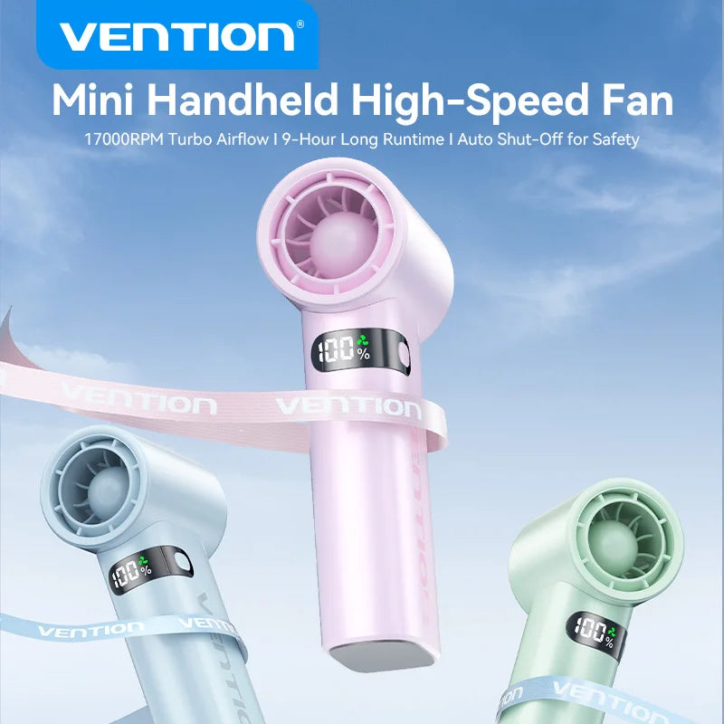 Vention 3000mAh Rechargeable Handheld Fan 9-Hour Runtime