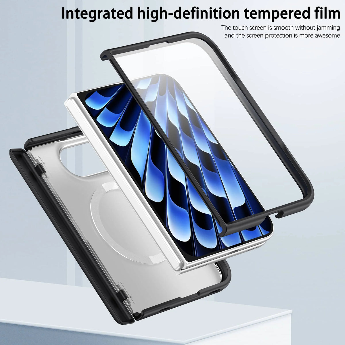 Shockproof Foldable Case with Built-in Tempered Glass Screen Protector for iPhone Duo