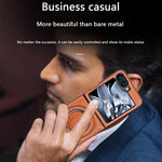 Shockproof Luxury Leather Magnetic Case with Ring Bracket for Samsung Galaxy Z Flip 6