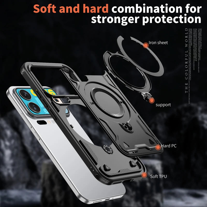 Xiaomi 17 Series Military Drop-Proof Case with 360° Adjustable Ring Stand