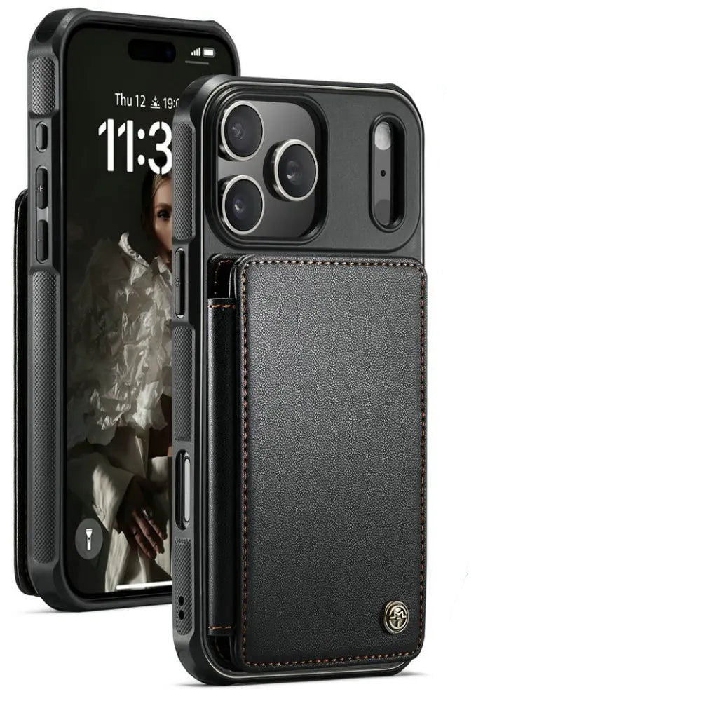 Protective Leather Back Wallet Case with RFID Shield for iPhone 17 Series