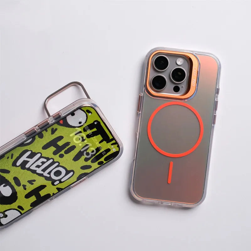 Gradient Laser MagSafe PC Case with Alloy Lens Protector for iPhone 16 Series