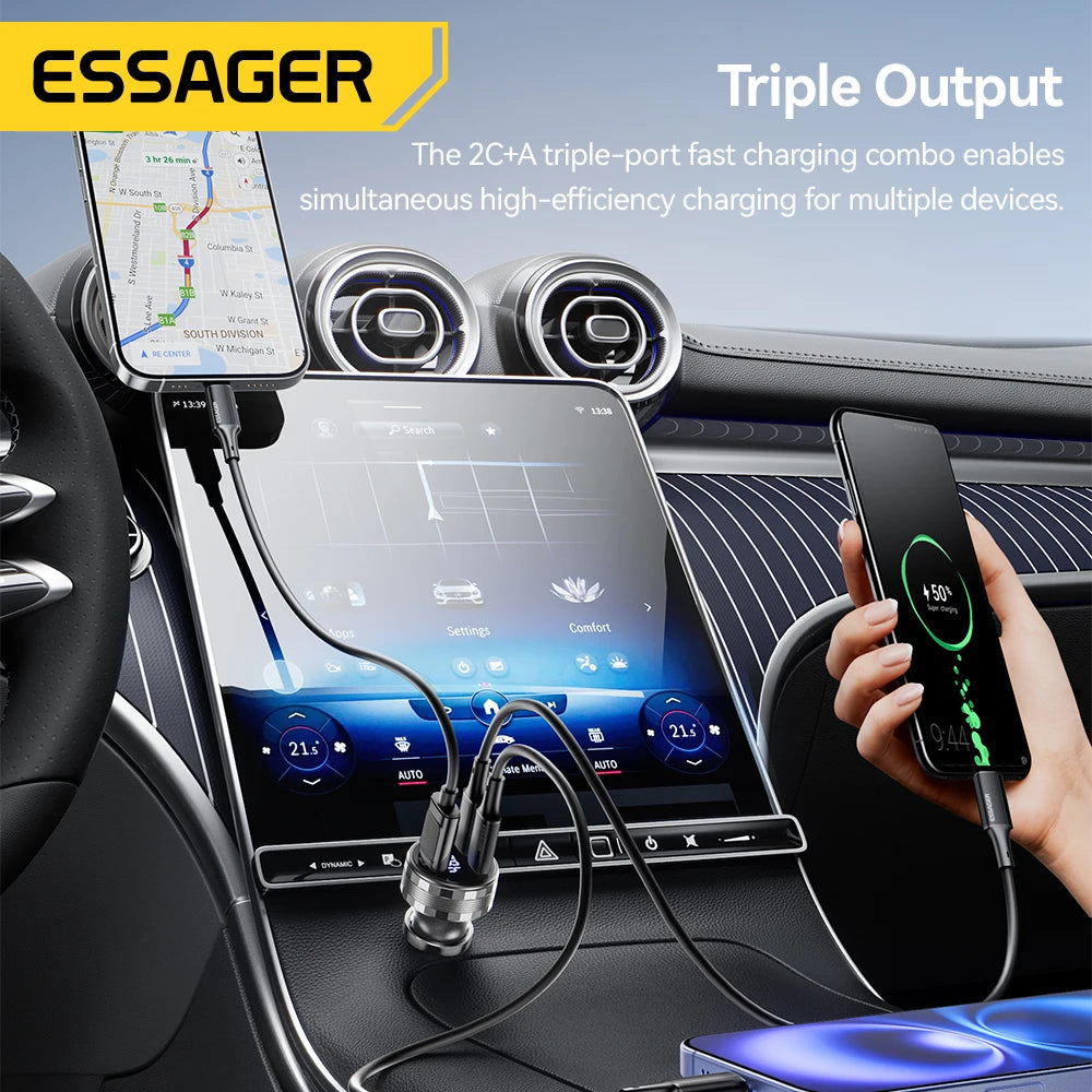 Essager 108W 3-Port USB Car Charger