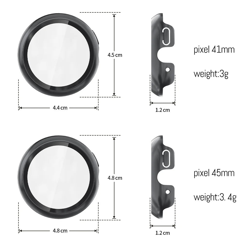 Google Pixel Watch 4 Bumper Case with Tempered Glass Screen Protector