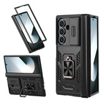 Rugged Armor Case with Sliding Camera Cover and Ring Stand for Samsung Galaxy Z Fold 8 Ultra