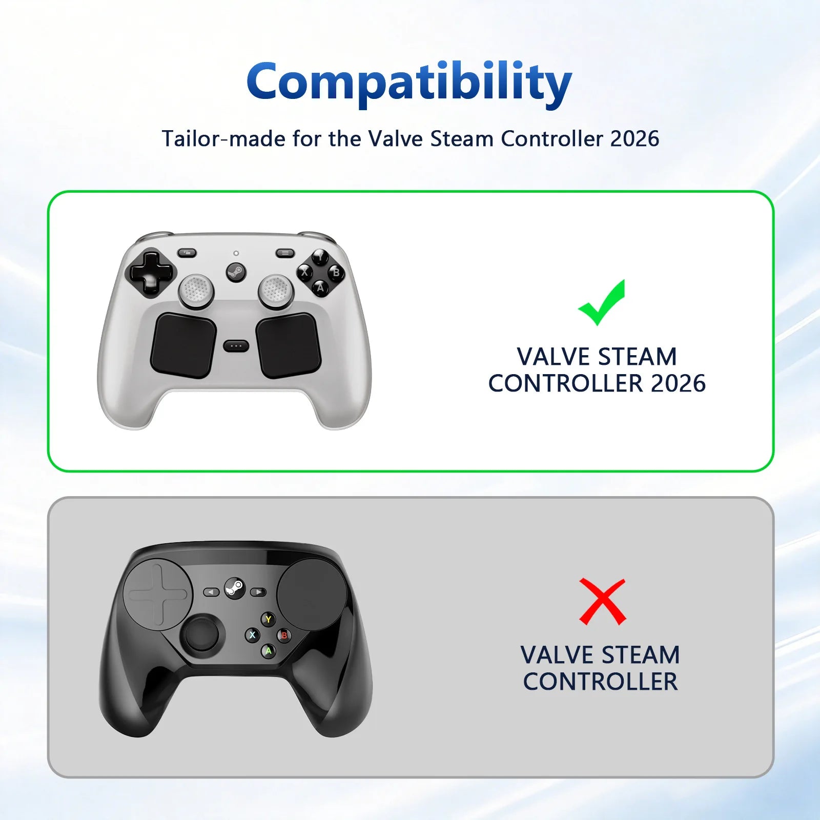 Silicone Controller Cover with Thumb Grips for Steam Controller 2