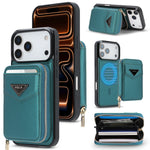 Shockproof Leather MagSafe Case with Detachable Zipper Wallet for iPhone 17 Serie