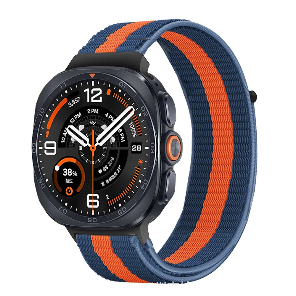 Breathable Nylon Weave Watchband with Hook-and-Loop Closure for Samsung Galaxy Watch Ultra 2