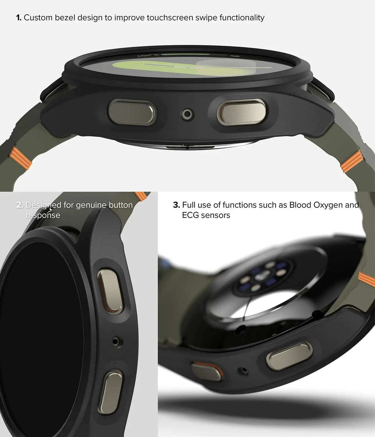Glass Screen Protector and PC Hard Bumper Case for Samsung Galaxy Watch 7
