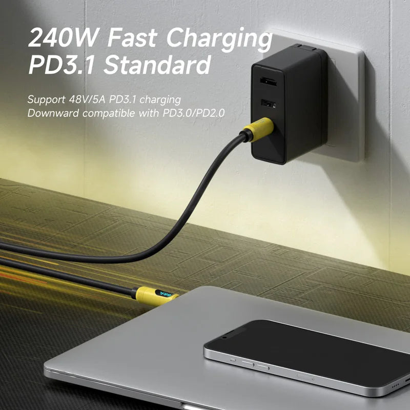Hagibis 240W PD Fast Charging USB-C Cable with LED Display