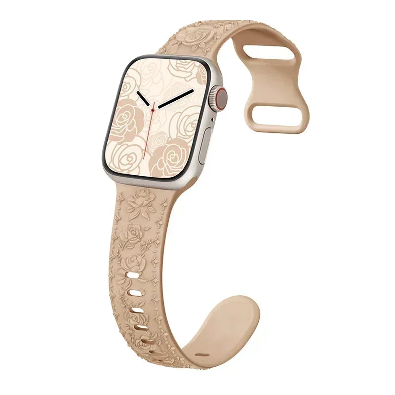 Floral Rose Engraved Bracelet Strap for Apple Watch