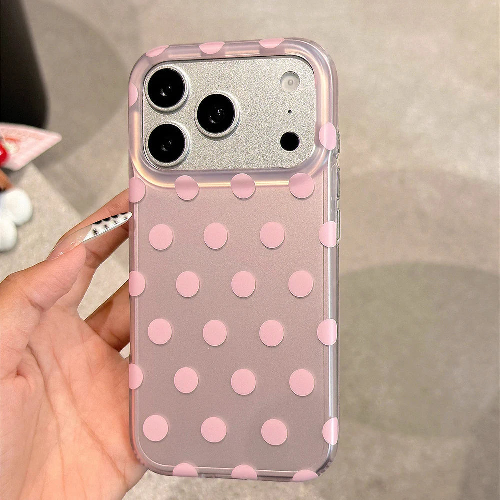 Translucent Polka Dot Case with Raised Camera Frame for iPhone 18 Series