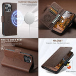 iPhone 16 Series Flip Leather MagSafe Case with Card Holder