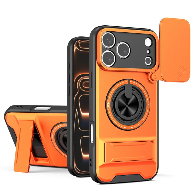 MagSafe Compatible Case for iPhone 17 Series with Rotating Ring and Camera Cover