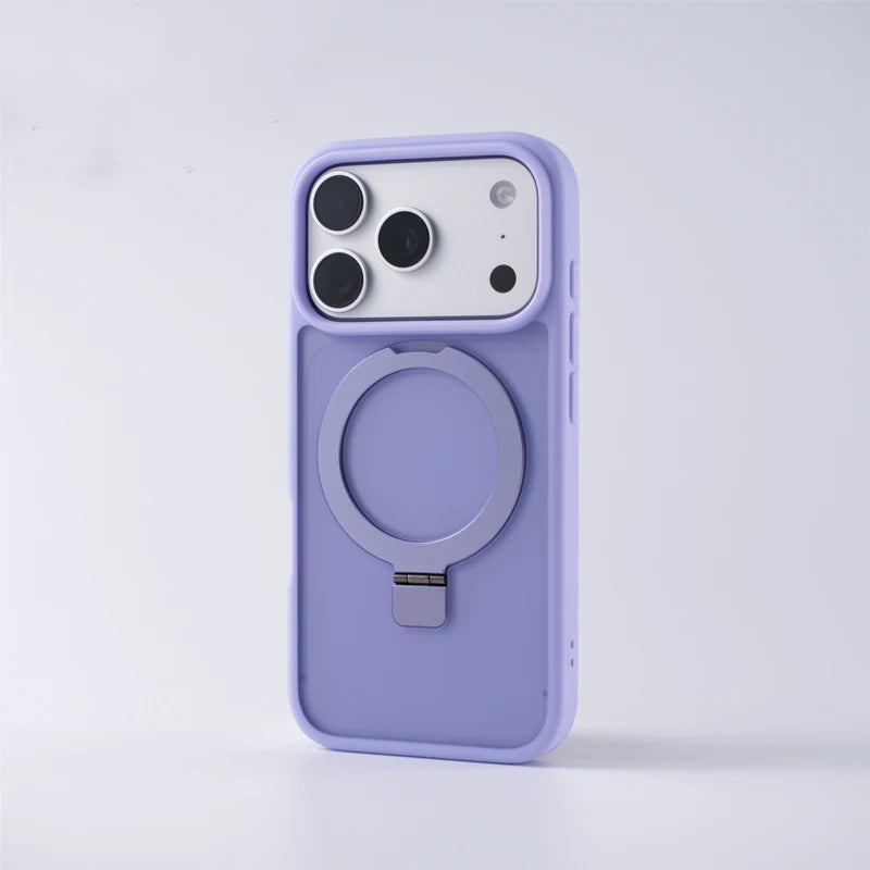 Frosted Matte Shockproof MagSafe Case with Metal Kickstand for iPhone 17 Series