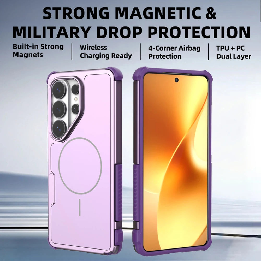 Shockproof Dual-Layer Case with 4-Corner Airbag Protection for Samsung Galaxy S26 Series