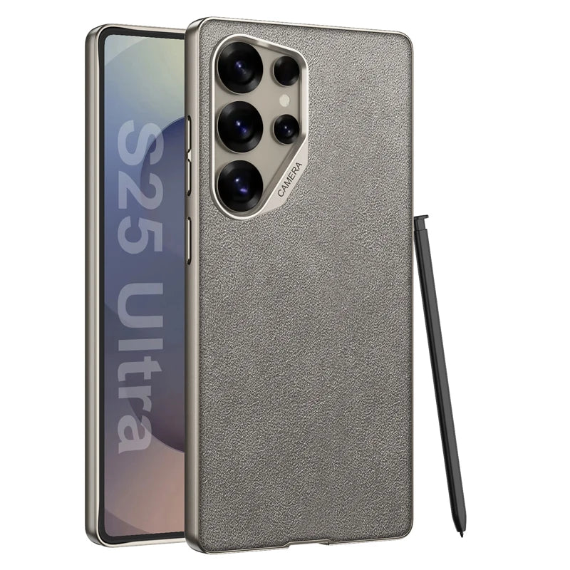 Comfortable Suede Velvet Leather Phone Case with Lens Guard for Samsung Galaxy S25 Ultra