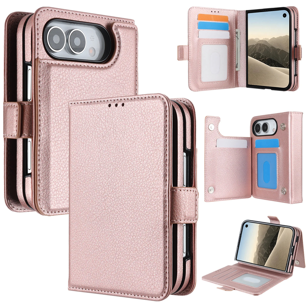 5-Card Flip Wallet Case with Kickstand for iPhone Duo