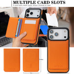Luxury MagSafe Leather Case with Removable Multi Card Holder for iPhone 17 Series